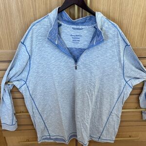 Tommy Bahama Heathered Light Blue Half-Zip Pullover